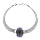 Labradorit Halskette ca. 45 cm 925 Silber ca. 75,10 ct.