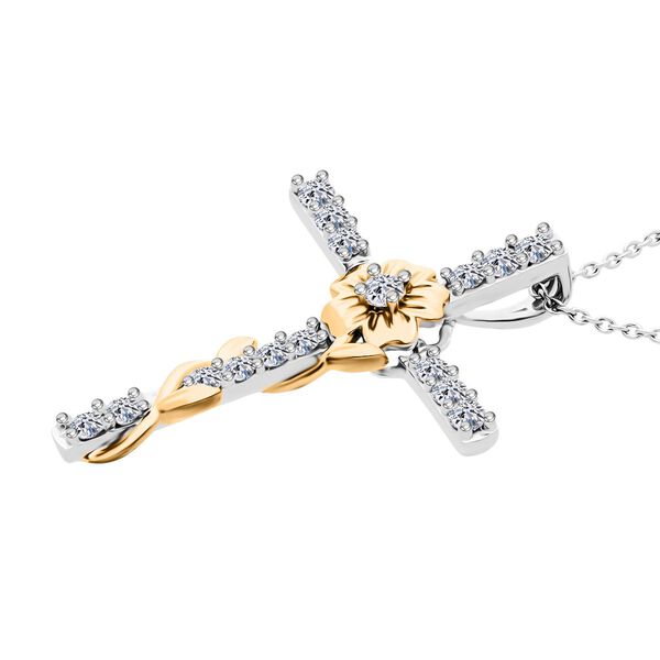 LUXURIANT SI-GH Labor Diamant zweifarbiger Anhänger mit 50cm Kette - 0,51 ct. image number 3