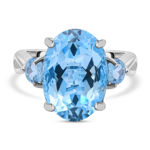 Himmelblauer Topas Ring, 925 Silber platiniert (Größe 18.00) ca. 7,74 ct image number 0