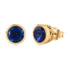 Tansanit-Farbe Quarz Ohrringe 925 Silber Gelbgold Vermeil ca. 3,08 ct.