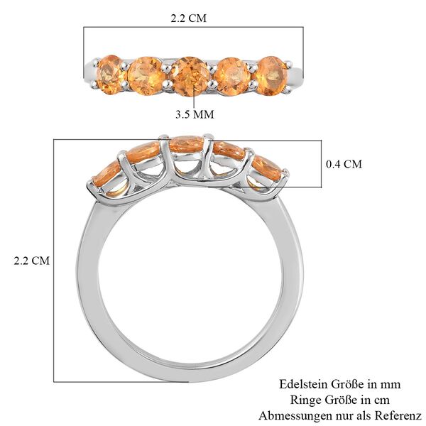 Spessartin Granat 5 Stein Ring 925 Silber Platin-&Uuml;berzug image number 7