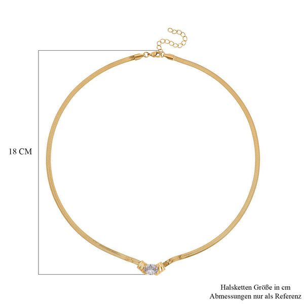 2-teiliges Schmuckset, Halskette und Armband mit Wei&szlig;er Kristallen, Edelstahl goldfarben image number 6