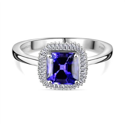 RHAPSODY AAAA Tansanit, Wei&szlig;er Diamant Ring 950 Platin (Gr&ouml;&szlig;e 17.00) ca. 2.23 ct