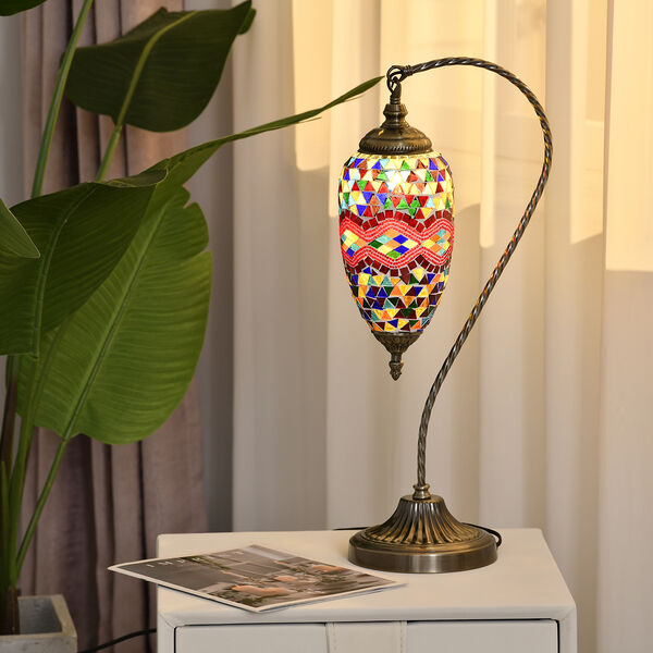 orientalische Mosaikglas-Tischlampe, Mehrfarbig
