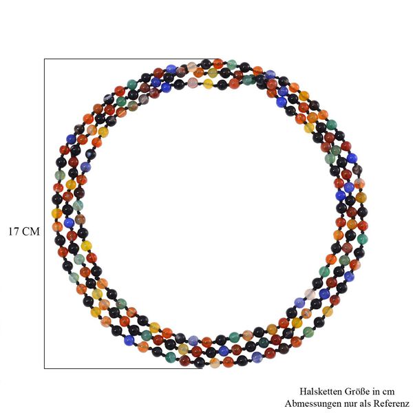 Dreilagige Multi-Edelstein-Halskette, 150cm - 304,20 ct. image number 5
