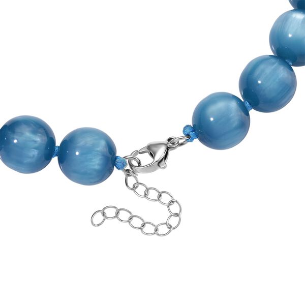 Simuliertes flexibles Apatit blaues Katzenauge Armband und 45+5cm Halskette image number 5