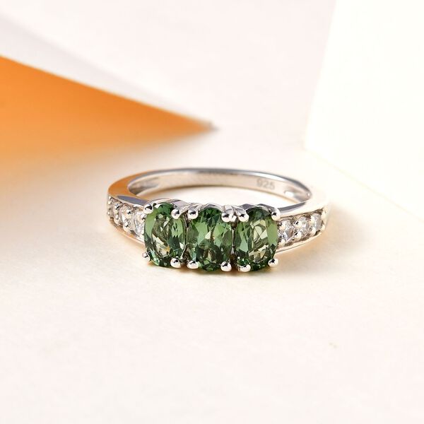 Nat&uuml;rlicher, gr&uuml;ner Apatit und Zirkon-Ring - 1,82 ct. image number 2