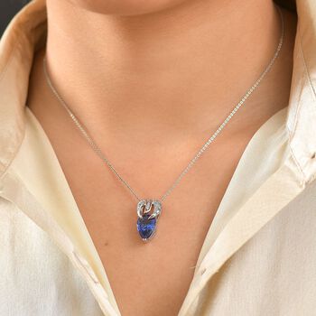 RHAPSODY zertifiziert und gepr&uuml;ft AAAA Tansanit, Paraiba Turmalin und VS-EF Diamant Anh&auml;nger mit 45cm Kette in 950 Platin - 3,71 ct.