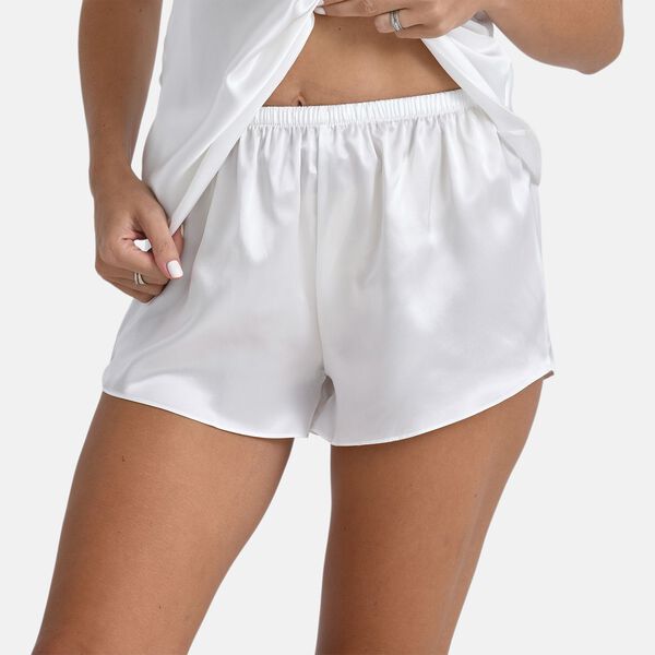 LA MAREY Seidenshorts aus Maulbeerseide, Elfenbeinfarben, L