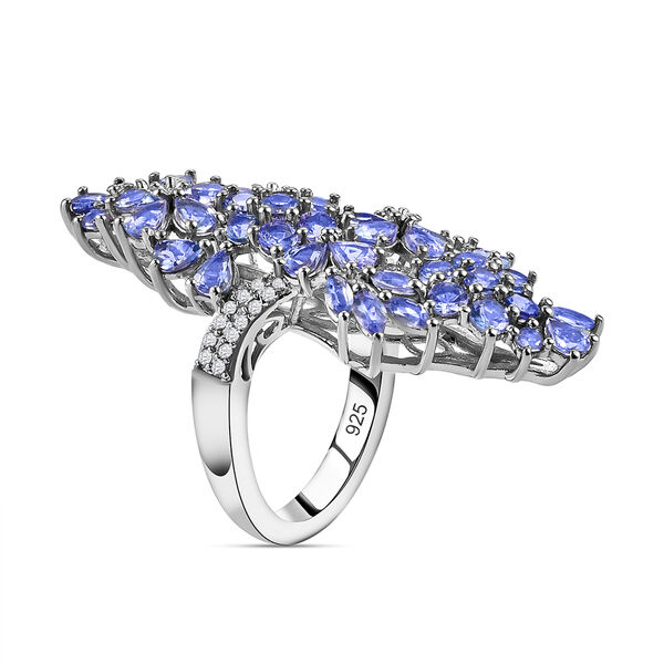 Floraler Tansanit und Zirkon-Cluster-Ring - 5,25 ct. image number 5