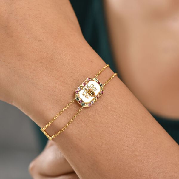 Giuseppe Perez AA Citrin, Mehrfarbig Saphir Armband ca. 19 cm 925 Silber 750 Gelbgold Vermeil ca. 1.19 ct image number 4