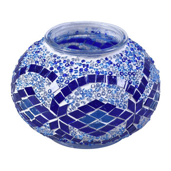 Handgefertigte orientalische Mosaik Glas Tischlampe - Weinkrug Form, Gr&ouml;&szlig;e 12x38 cm, Blau