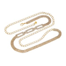Kristallgürtel ,100% Glaskristall und Metall, L130cm, 60g, gold