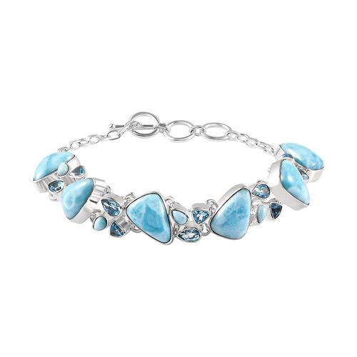 Larimar und elektrisch-blau Topas-Armband, ca. 19 cm, 925 Silber ca. 43,70 ct image number 0