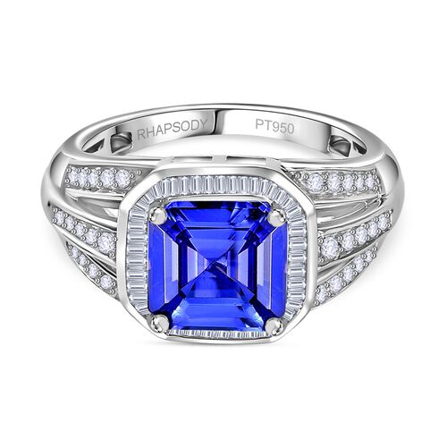 AAAA Tansanit und Diamant Ring in 950 Platin - 	3,13 ct. image number 0