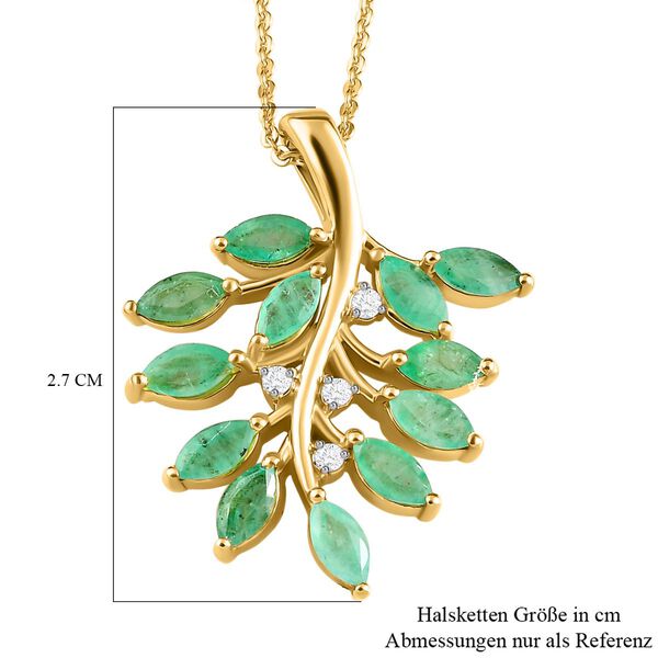 Kagem sambischer Smaragd und Zirkon-Anh&auml;nger mit Kette image number 7