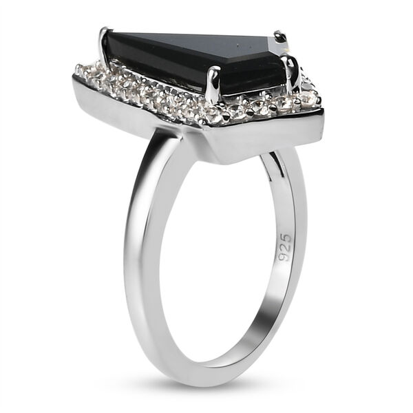 Schwarzer Turmalin und Zirkon-Ring, 925 Silber platiniert  ca. 3,62 ct image number 5