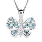 AAA Blauer Zirkon, Weißer Zirkon Schmuckset 925 Silber rhodiniert ca. 2,06 ct.