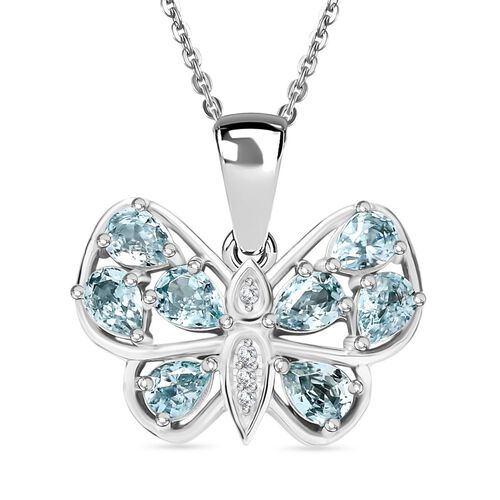 AAA Blauer Zirkon, Weißer Zirkon Schmuckset 925 Silber rhodiniert ca. 2,06 ct. image number 0
