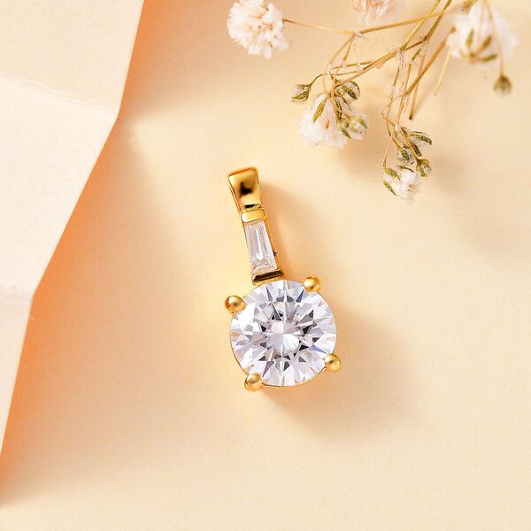 Moissanit Anh&auml;nger, 925 Silber 750 Gelbgold Vermeil - 1,84 ct. image number 2