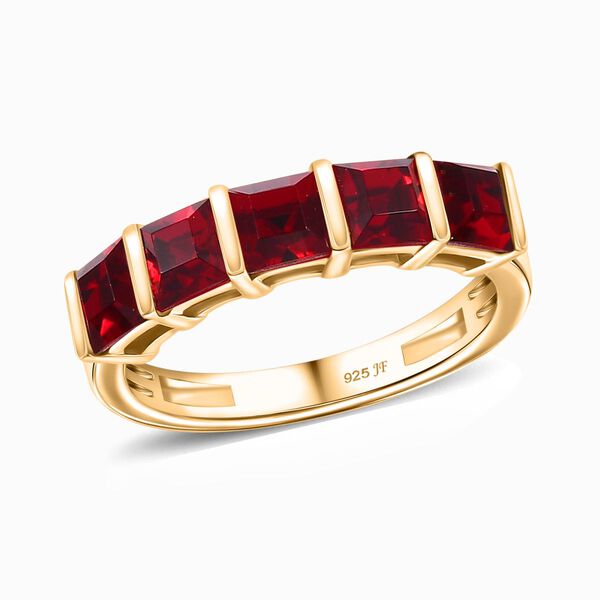 J Francis gefertigt mit SWAROVSKI- Siam Farbe Swarovski Kristall Ring, 925 Silber vergoldet image number 4