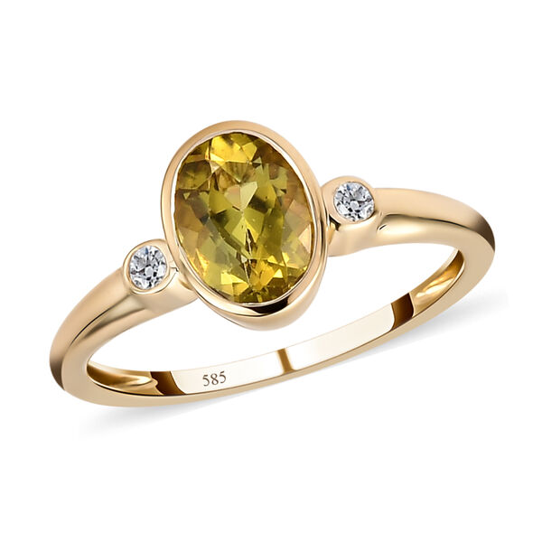 AAA Natürlicher, kanariengelber Turmalin und weißer Diamant-Ring, 585 Gelbgold  ca. 1,40 ct image number 4