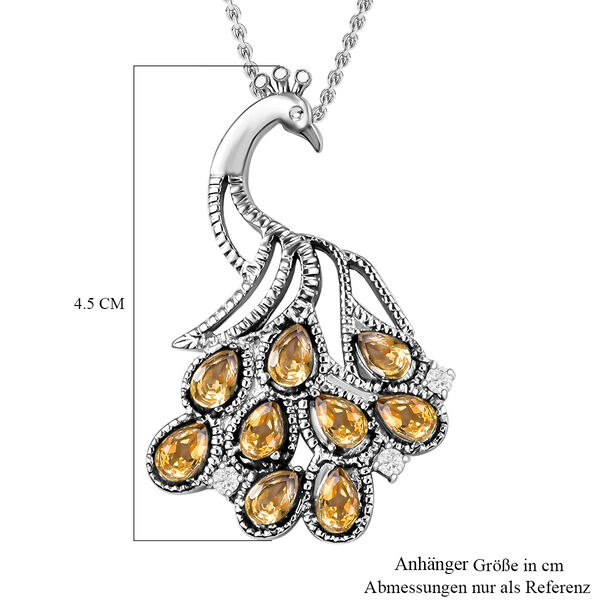 Citrin, Wei&szlig;er Zirkon Anh&auml;nger mit Kette, 316L Edelstahl ca. 4.35 ct image number 6