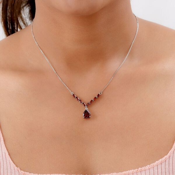 Nat&uuml;rliches Mosambik Granat-Collier, ca. 45 cm, 925 Silber platiniert ca. 4.54 ct image number 2