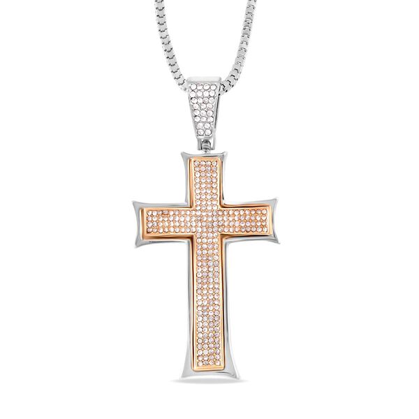 Weißer Kristall-Kreuz-Anhänger mit Kette, 73 cm image number 0