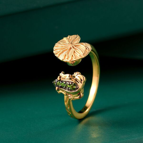 GP Italian Garden Kollektion - Natürlicher Chromdiopsid und Kanchanaburi blauer Saphir Ring - 0,10 ct. image number 2