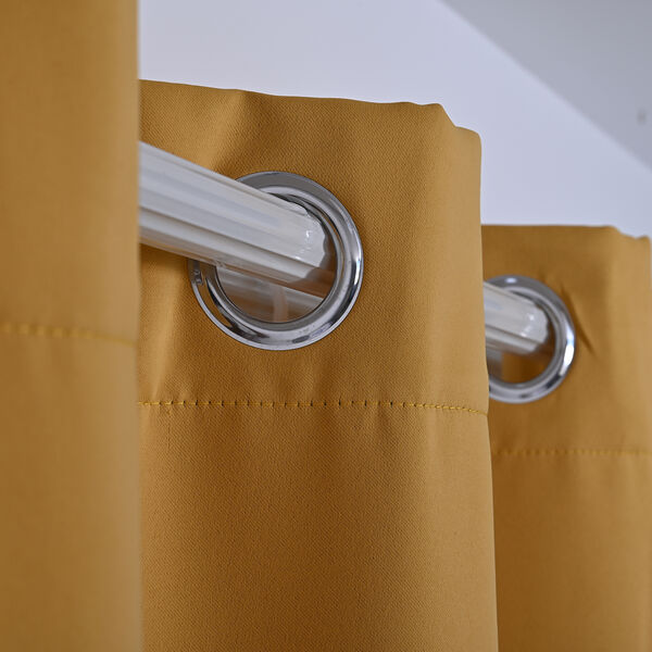 2er-Set blickdichte Vorh&auml;nge mit Metall&ouml;sen, Gr&ouml;&szlig;e 140x240 cm, Senfgelb image number 2