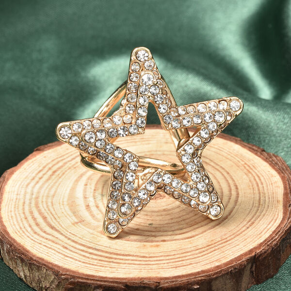 Wei&szlig;e Kristall Stern-Schlie&szlig;e, goldfarben image number 2