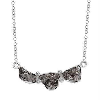 Meteorit Halskette ca. 45 cm 925 Silber rhodiniert ca. 23.55 ct