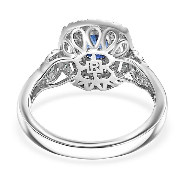 RHAPSODY zertifiziert und gepr&uuml;ft AAAA ceylonfarbener blauer Saphir, Paraiba Turmalin und VS Diamant Ring in 950 Platin - 1,84 ct. image number 4