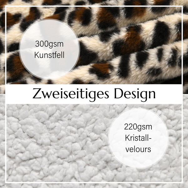 Kunstfell Decke mit Leopardenmuster,  Beige image number 8