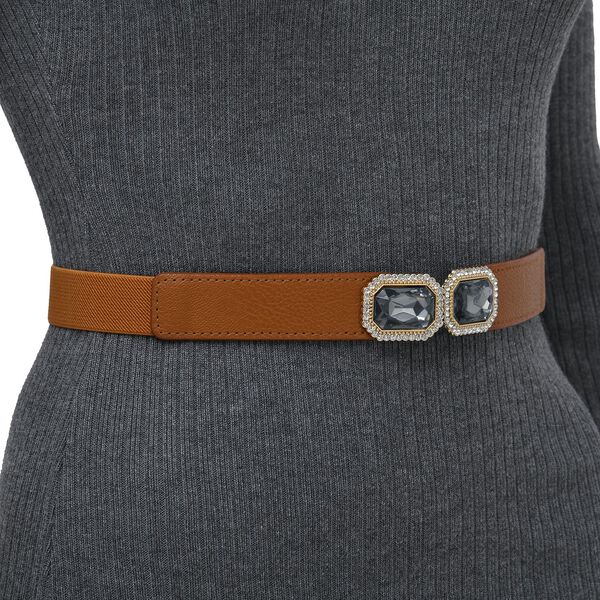 Modischer G&uuml;rtel mit Metallschnalle, gewebt, Kamel image number 3