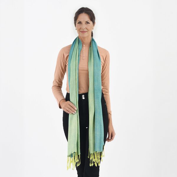 Superweicher doppelgewebter Schal, 70x170 cm, T&uuml;rkis image number 4