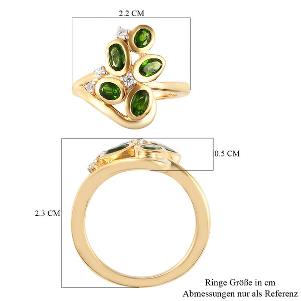 Nat&uuml;rlicher Chromdiopsid und Zirkon Ring 925 Silber vergoldet  ca. 1,20 ct image number 7