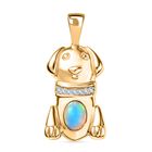 D'Joy AA Natürlicher, äthiopischer Welo Opal, Weißer Zirkon Anhänger 925 Silber 750 Gelb Vergoldet (10-15 Werktage Lieferzeit) ca. 0.28 ct