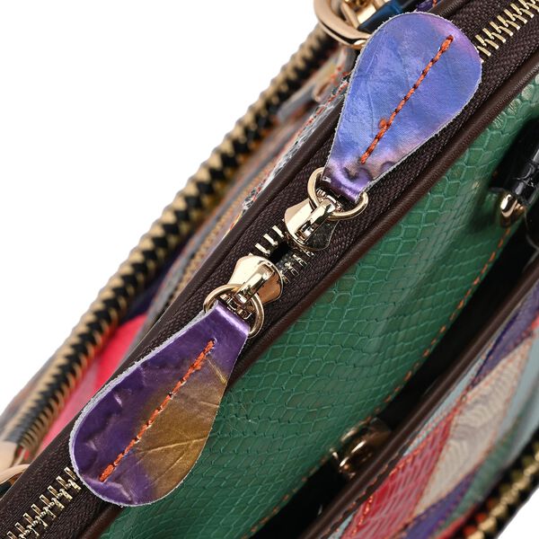 Chaos by Elsie - 100% Echtleder Patchwork Tasche mit RFID schutz, 31x28x12 cm, Patchwork image number 7