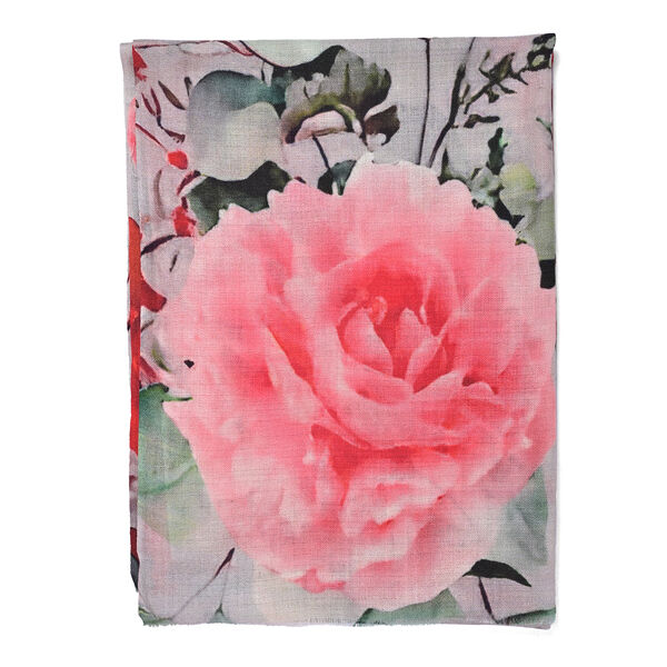 LA MAREY - Großformatiger Schal, 100% Kaschmirwolle, 70 x 195 cm, Rosen Blumenprint image number 4