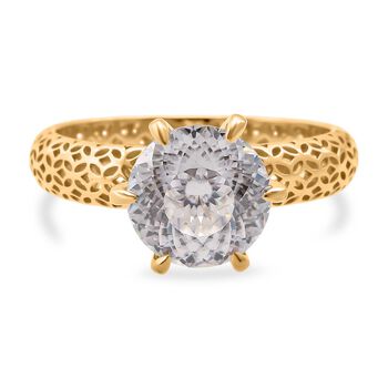 D'Joy Moissanit Ring, 925 Silber 750 Gelbgold Vermeil - 2,23 ct.