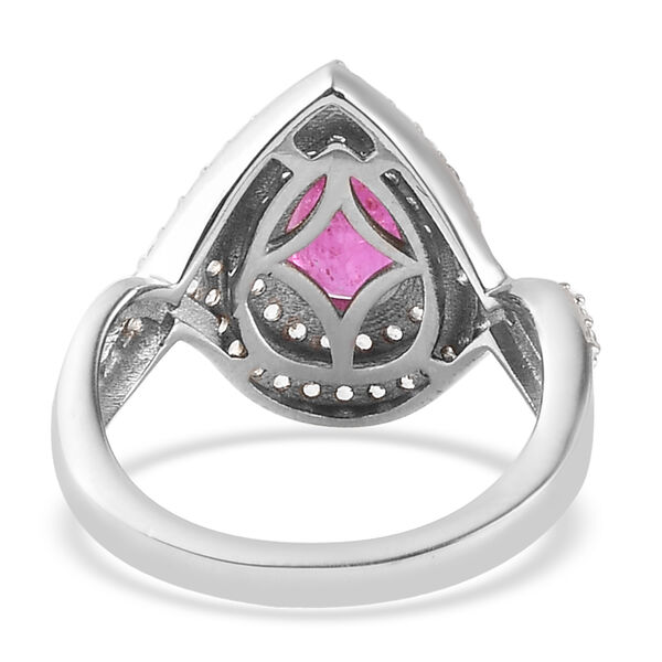 Premium Ilakaka Rosa Saphir und Zirkon Halo Ring, 925 Silber platiniert, 2,21 ct. image number 7