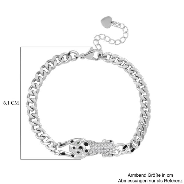 Weißes Zirkonia und grünes Nanokristall 18+4cm Armband in Silberton image number 6