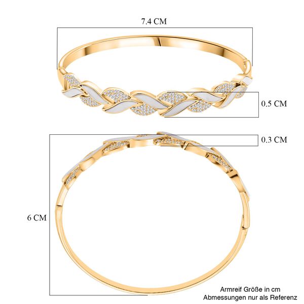 Weißer Zirkonia, KokosnussMuschel Armreif ca. 19 cm Nickelfreies Messing Standard 0.51 ct image number 7