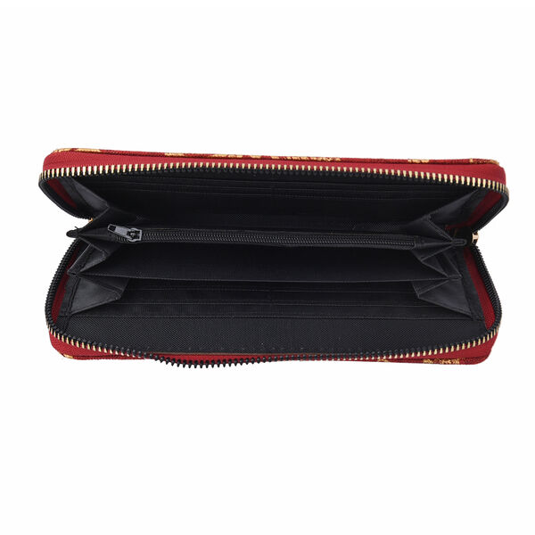 3er-Set Jute Brieftasche, Blattmuster, Gr&ouml;&szlig;e 19,5x3x9,5 cm, Rot und Gold image number 3