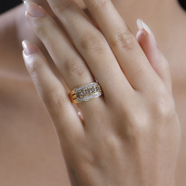 AA nat&uuml;rlicher goldener Tansanit und Zirkon Ring - 1,12 ct. image number 3