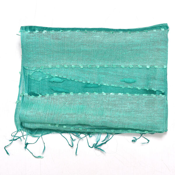 Modal-Seide-Schal, Streifendesign, 175x60 cm, Grün image number 5