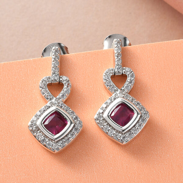 Afrikanische Rubin und Zirkon-Ohrh&auml;nger in Silber image number 2