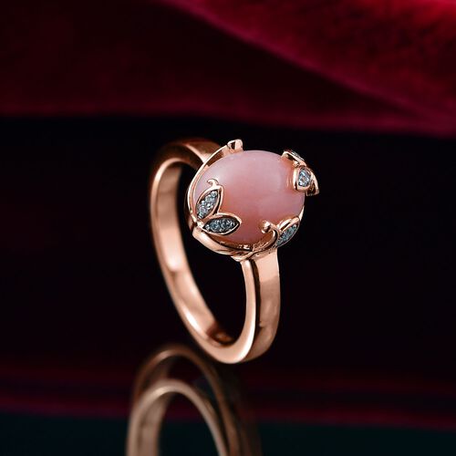 AA Vinicunca-Peruanischer Opal, Weißer Zirkon Ring 925 Silber 750 rosévergoldet (Größe 21.00) ca. 2,40 ct image number 1